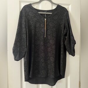 Chic Black Patterned Women's Blouse